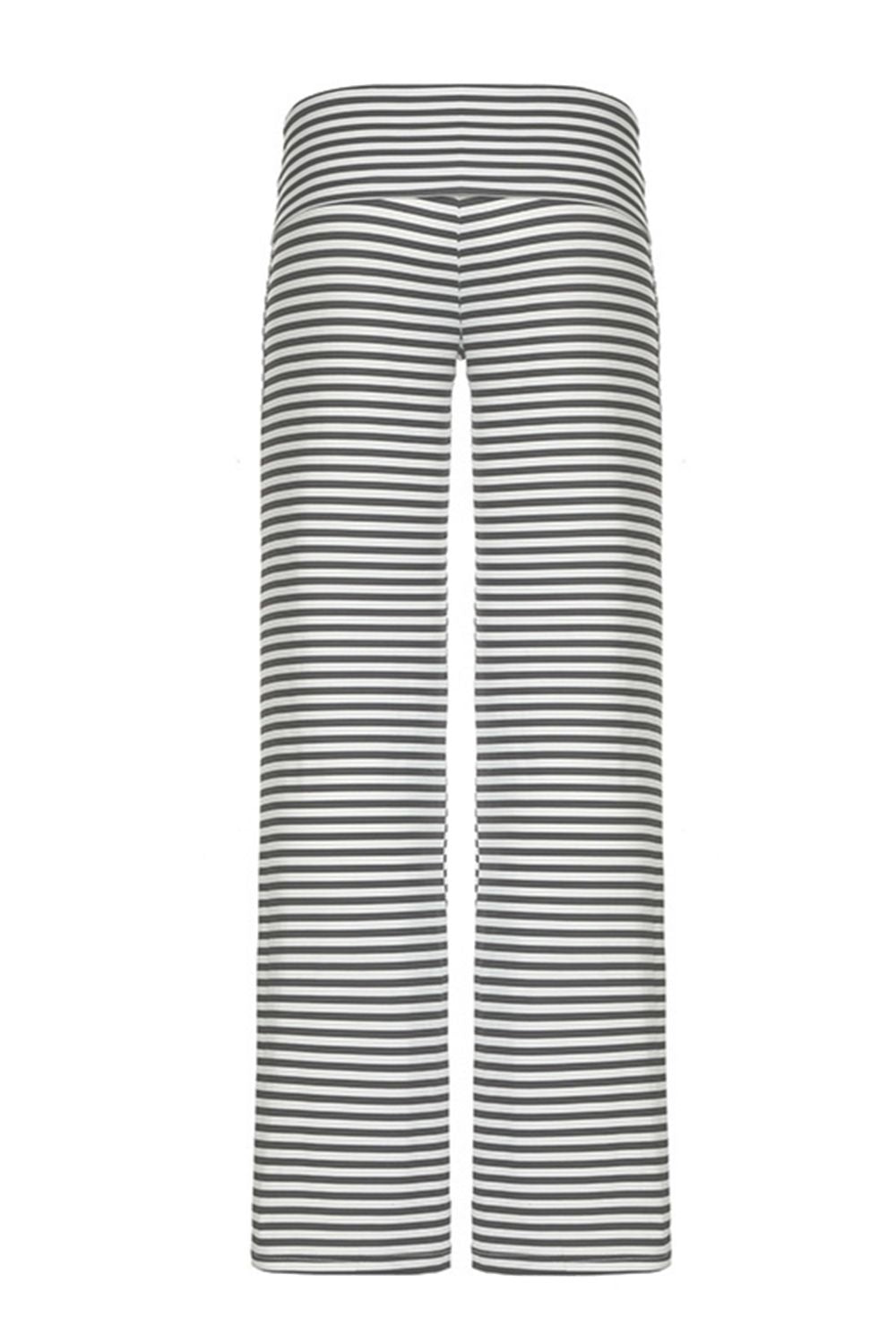 Striped wide leg pants, opaque.