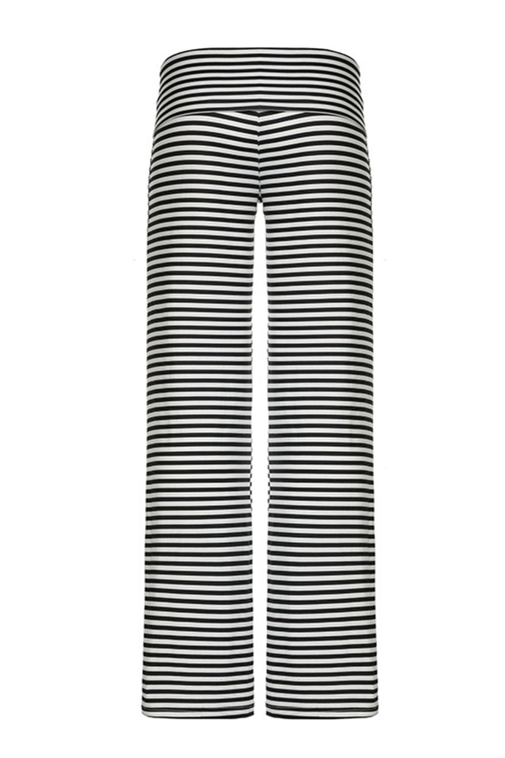 Striped wide leg pants, opaque.