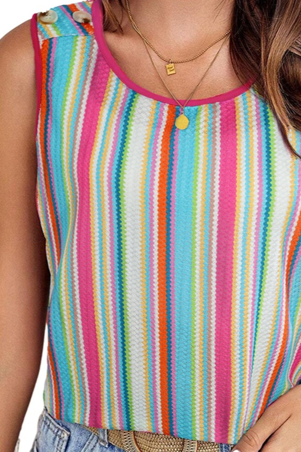 Striped wide strap tank, opaque.
