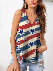 Striped and star V-neck tank.