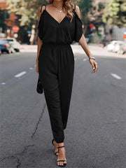 Lace Detail Backless Romper with Tie.