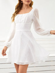 Swiss Dot Long Sleeve Mini Dress.