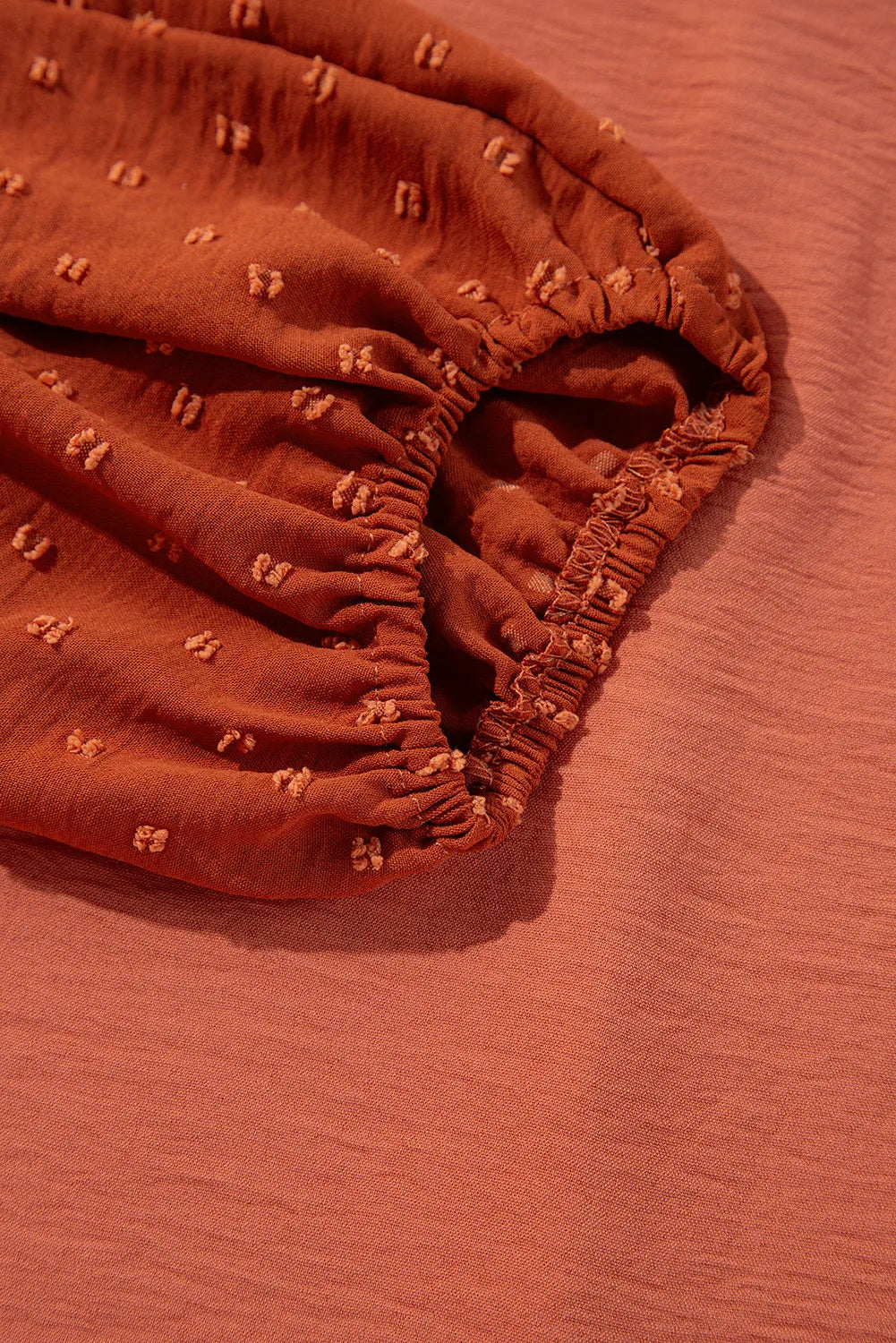 Swiss Dot Mock Neck Balloon Sleeve Blouse.