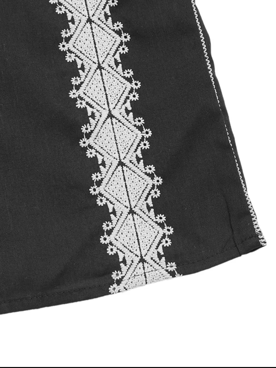 Tassel tied embroidered tank.
