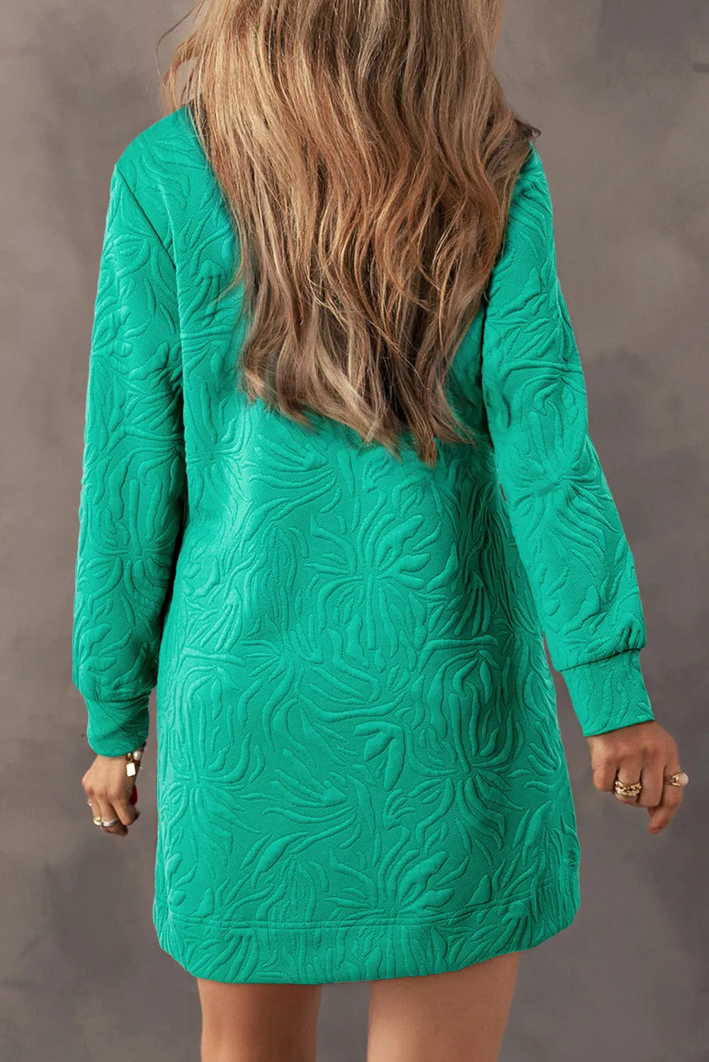 Texture Quarter Zip Long Sleeve Mini Dress.