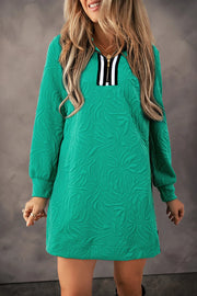 Texture Quarter Zip Long Sleeve Mini Dress.