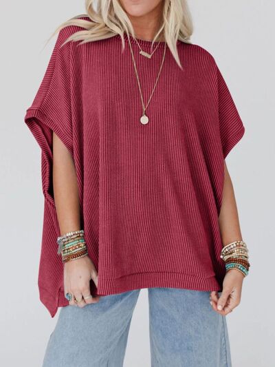 Lovelet Texture Round Neck Short Sleeve T-Shirt.