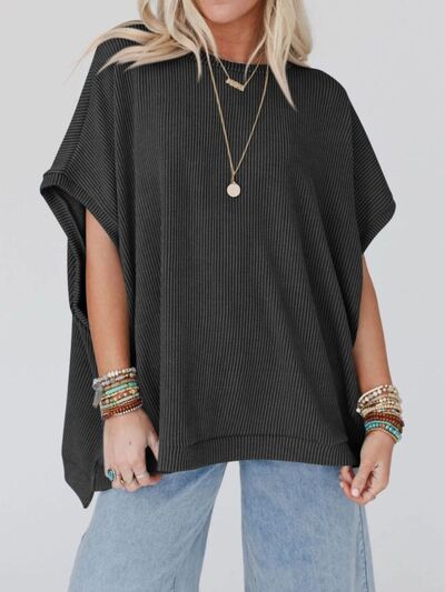 Lovelet Texture Round Neck Short Sleeve T-Shirt.