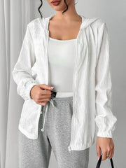 Texture zip up hooded jacket.