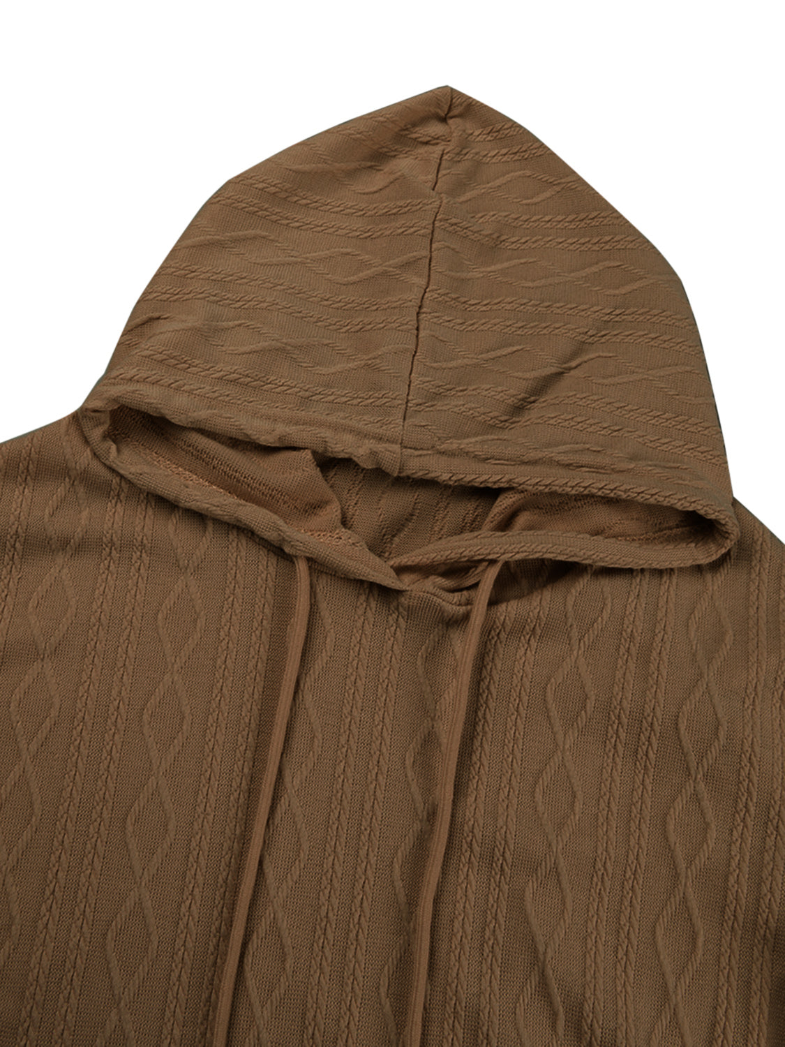 Textured Drawstring Long Sleeve Hooded Dress.