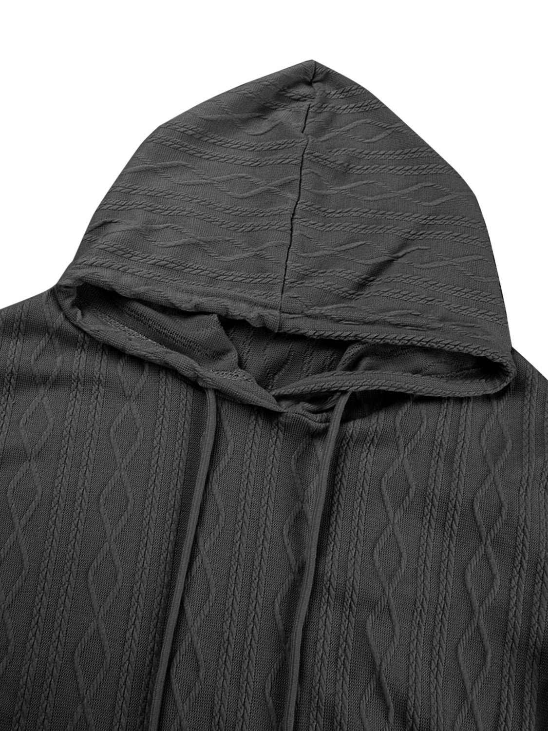 Textured Drawstring Long Sleeve Hooded Dress.