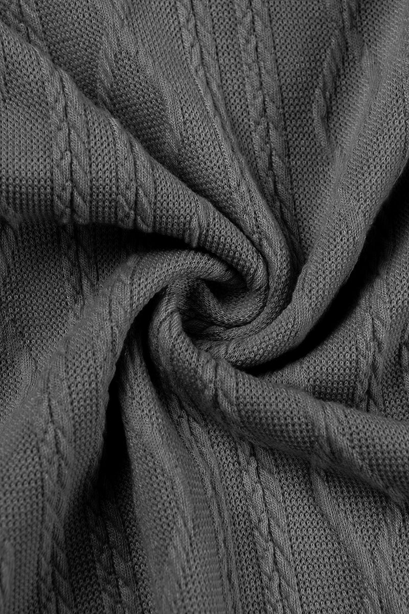 Textured Drawstring Long Sleeve Hooded Dress.