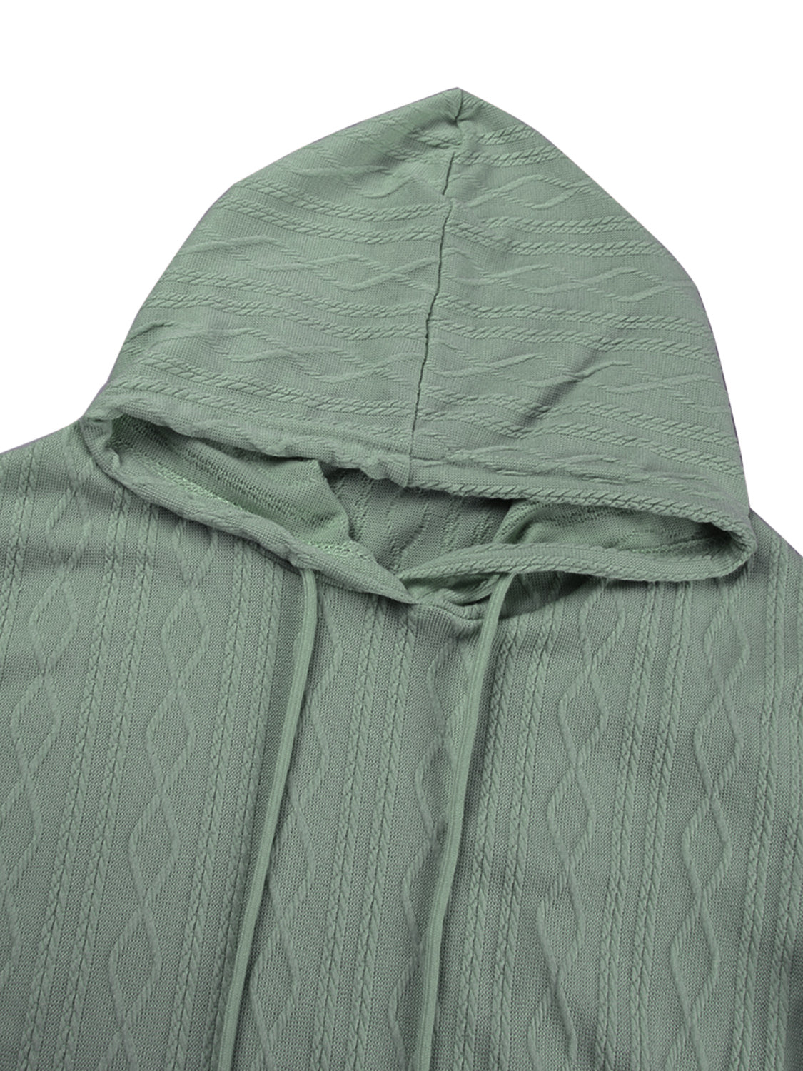 Textured Drawstring Long Sleeve Hooded Dress.