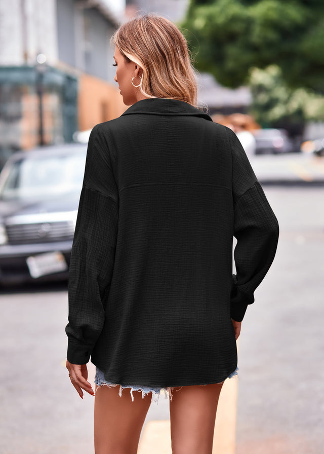 Textured Dropped Shoulder Longline Shirt.