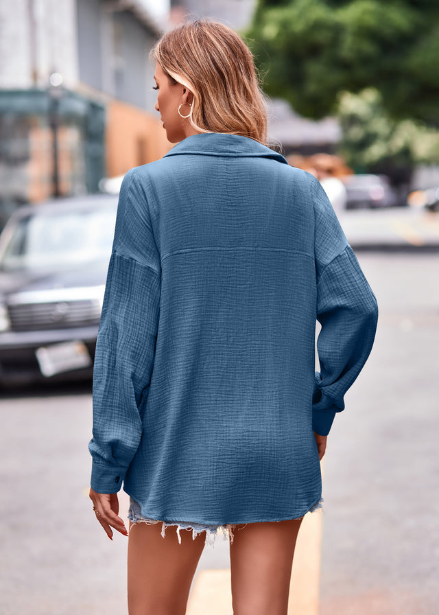 Textured Dropped Shoulder Longline Shirt.