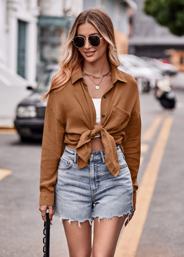 Textured Dropped Shoulder Longline Shirt.