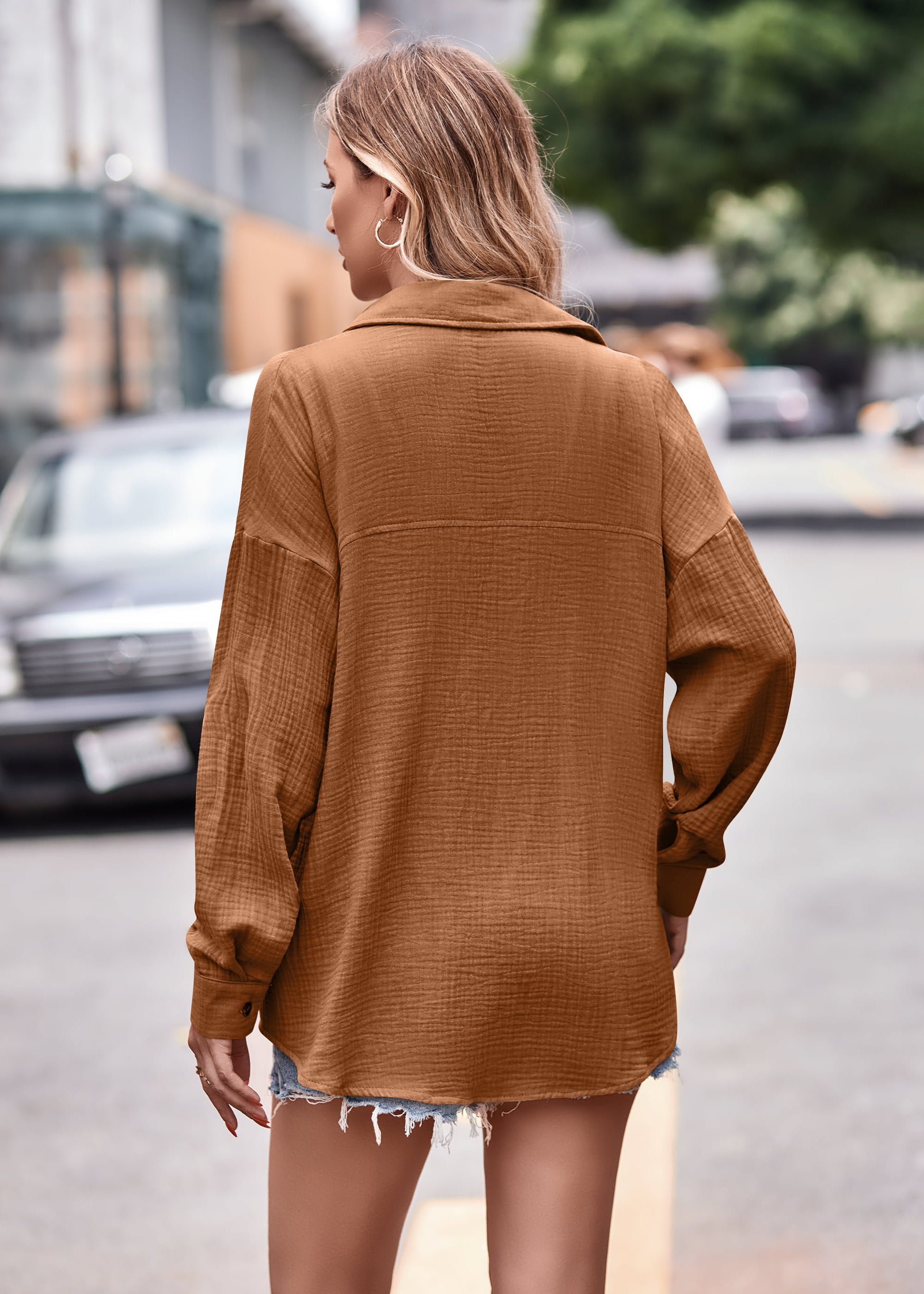 Textured Dropped Shoulder Longline Shirt.