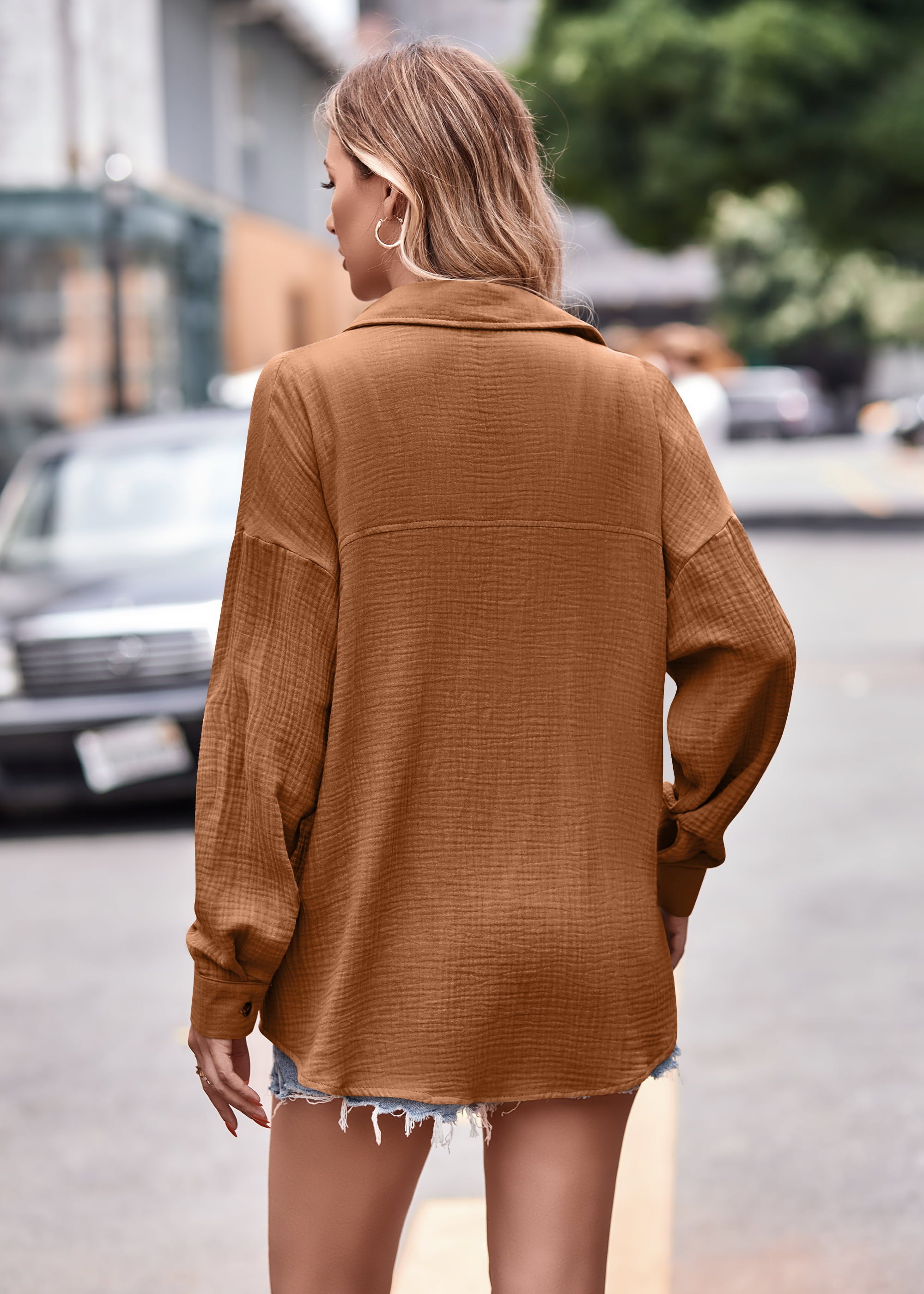 Textured Dropped Shoulder Longline Shirt.