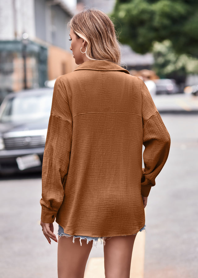 Textured Dropped Shoulder Longline Shirt.
