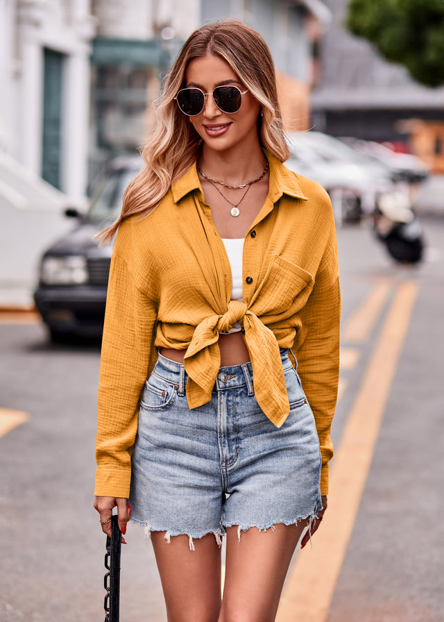 Textured Dropped Shoulder Longline Shirt.