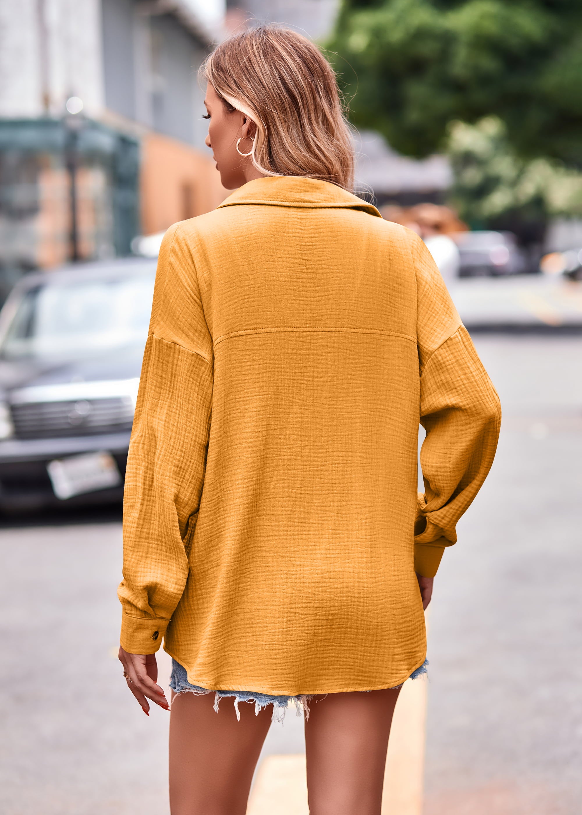 Textured Dropped Shoulder Longline Shirt.
