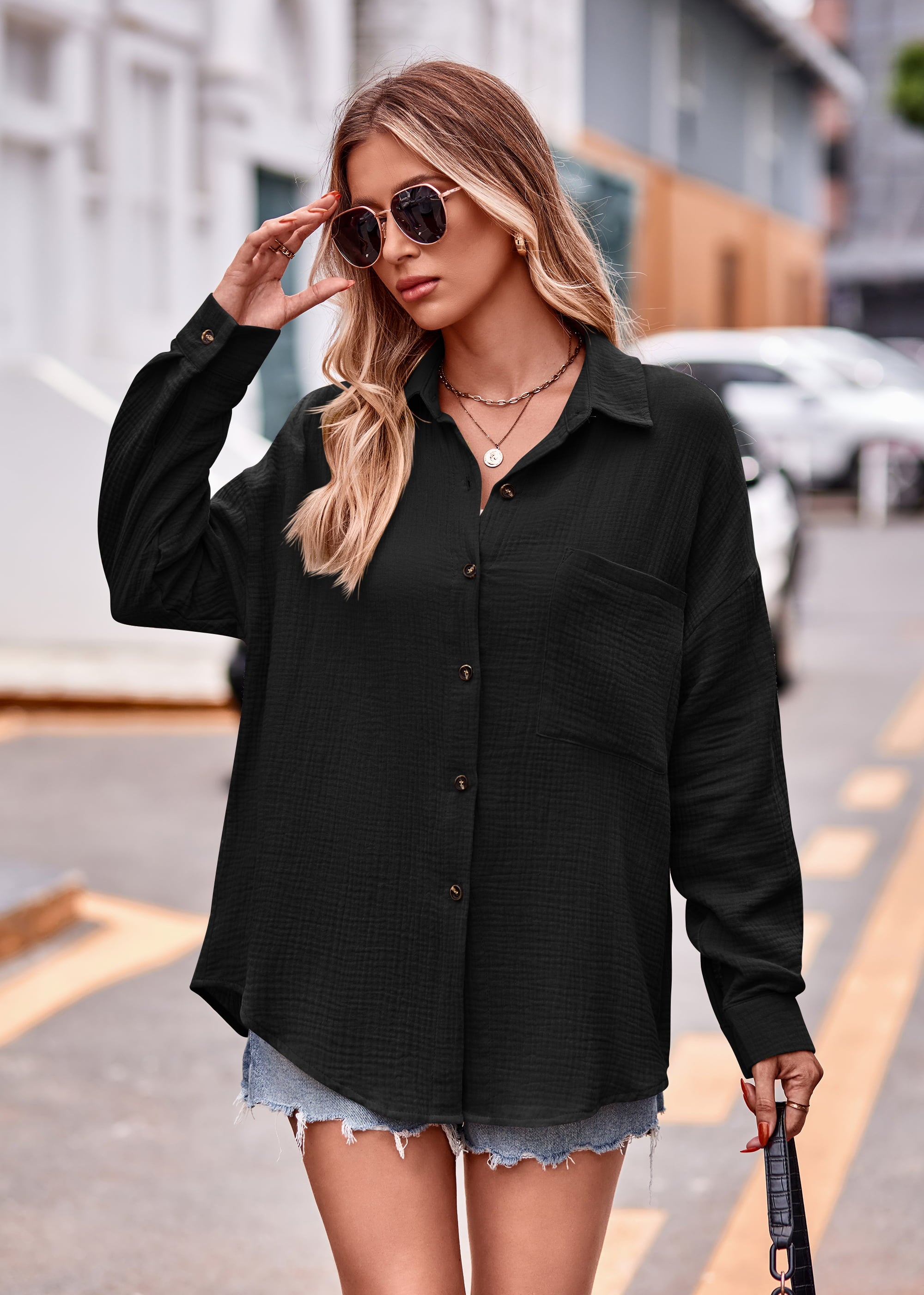 Textured Dropped Shoulder Longline Shirt.