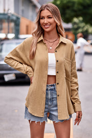 Textured Dropped Shoulder Longline Shirt.