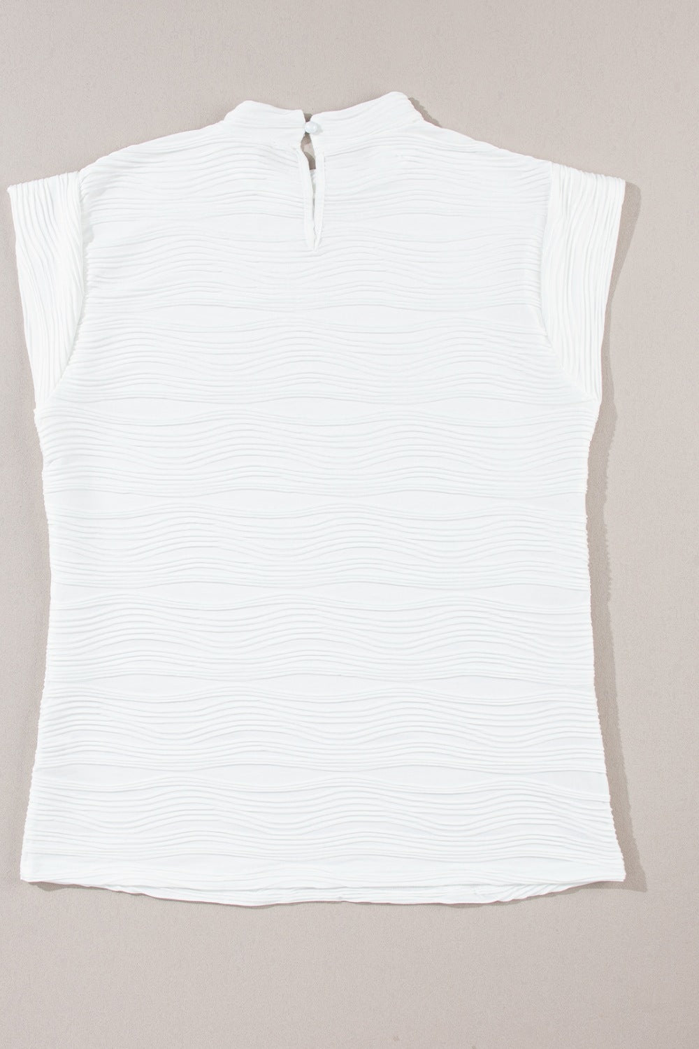 Textured Mock Neck Cap Sleeve Top.