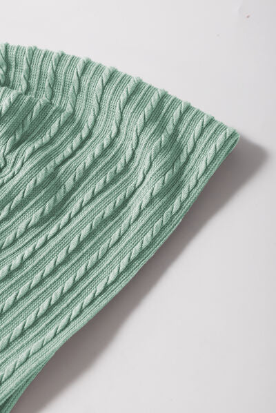 Textured Round Neck Flounce Sleeve Blouse.