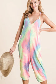 Tie Dye French Terry Mid-Length Casual Jumpsuit