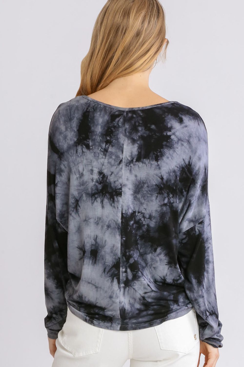 Umgee Full Size Tie Dye Lightweight Long Sleeve Top, plus size.