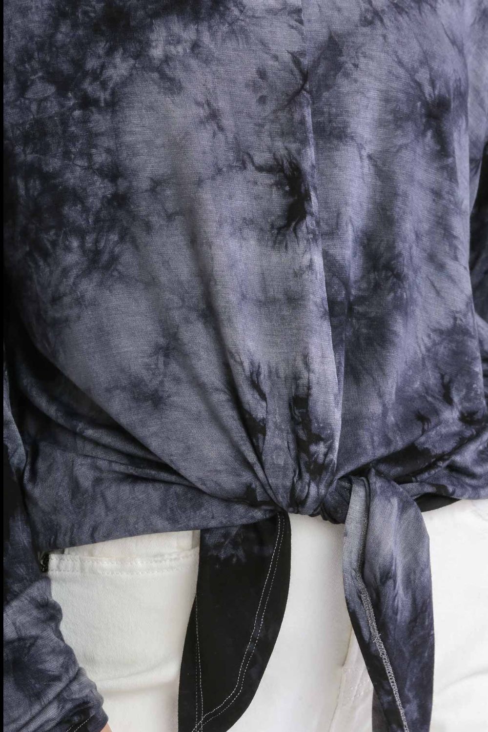 Umgee Full Size Tie Dye Lightweight Long Sleeve Top, plus size.