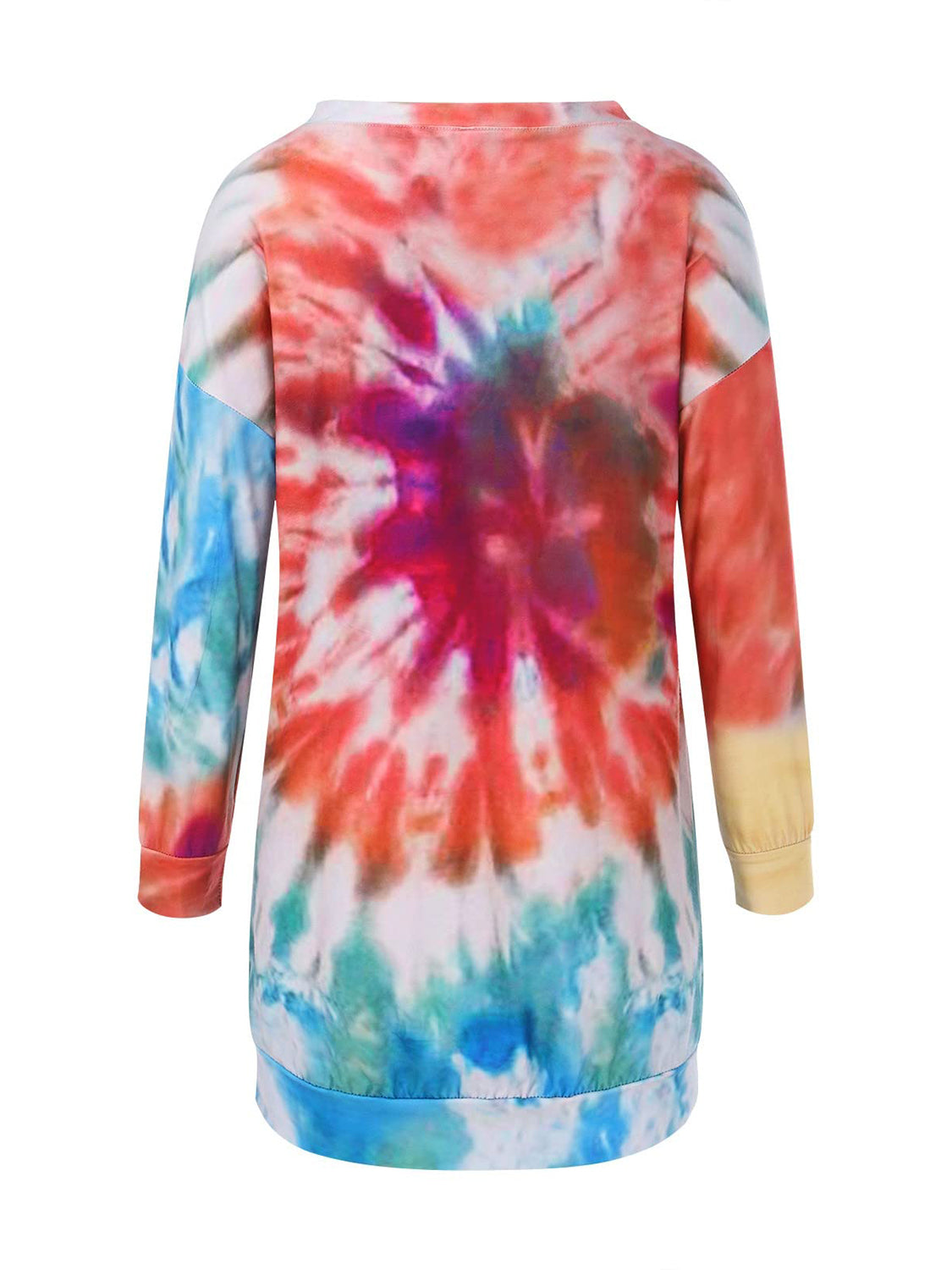 Full Size Tie-Dye Round Neck Long Sleeve Dress.