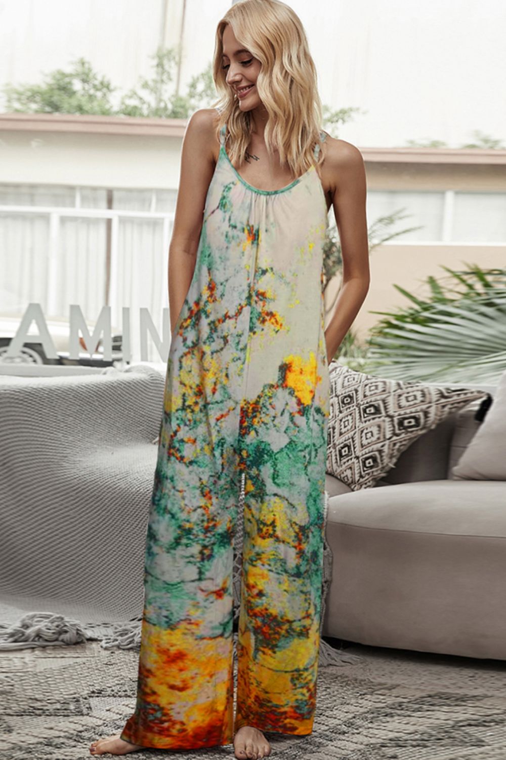 Drawstring Surplice Cap Sleeve Romper with Buttons.