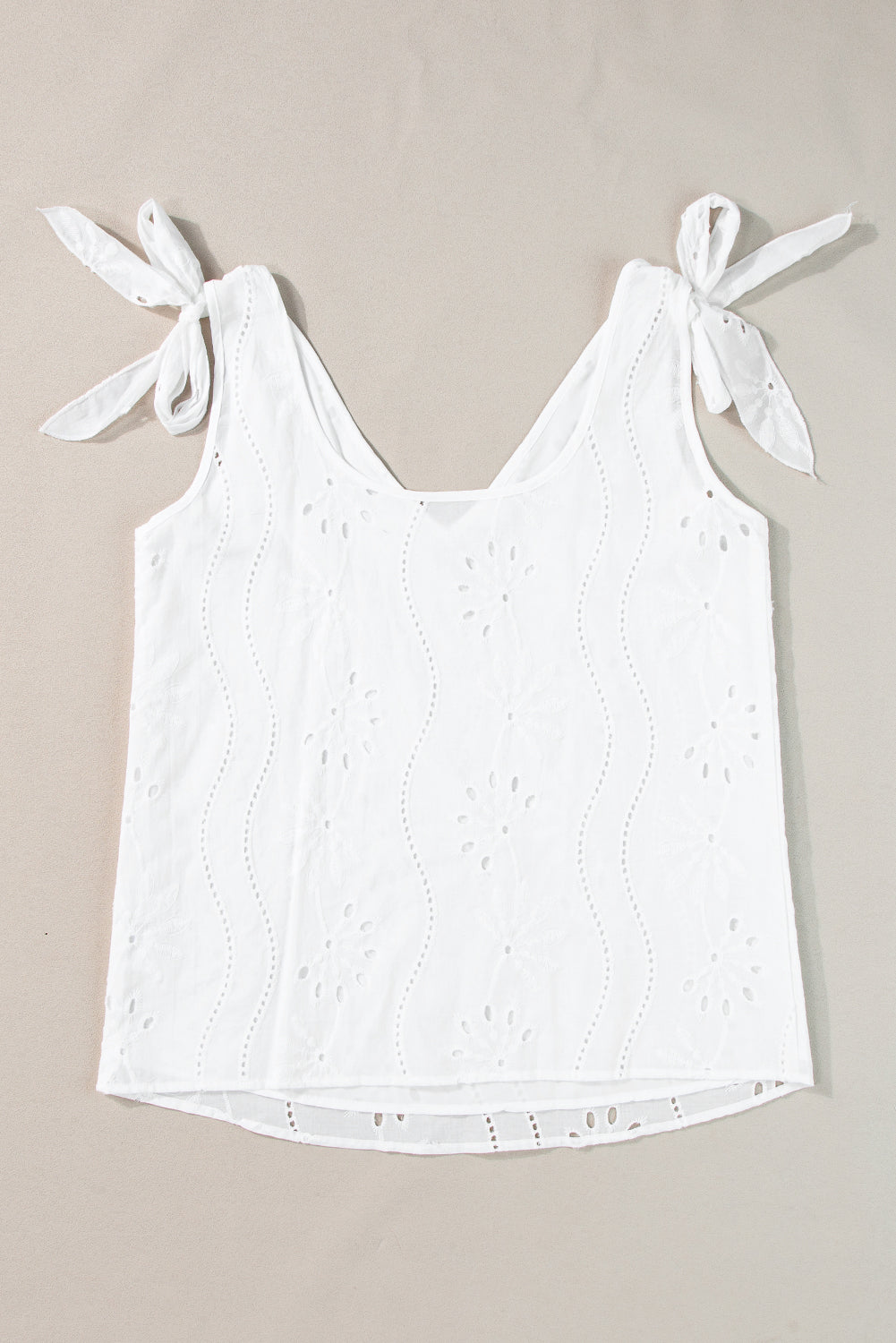 Tie shoulder V-neck tank, opaque.