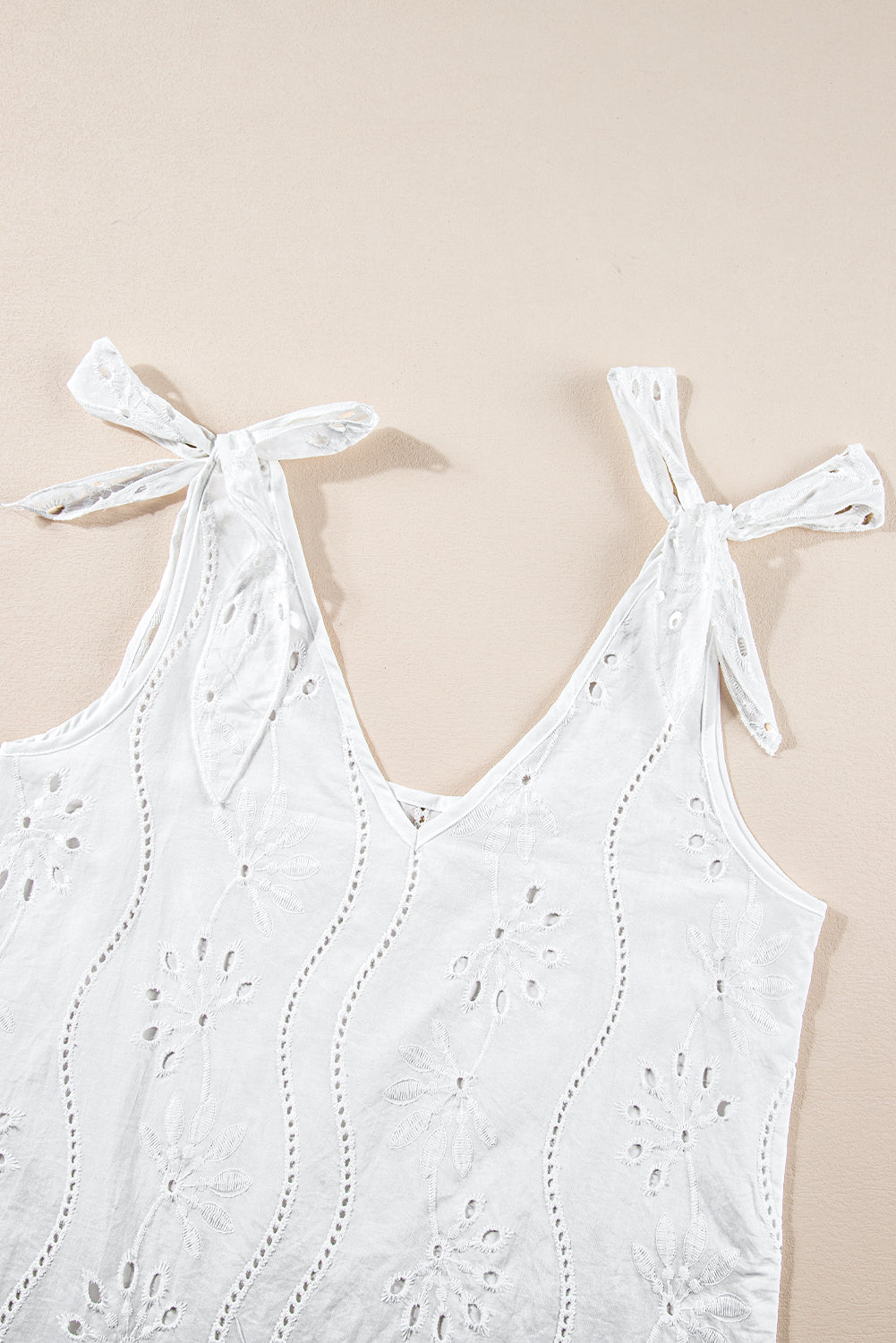 Tie shoulder V-neck tank, opaque.