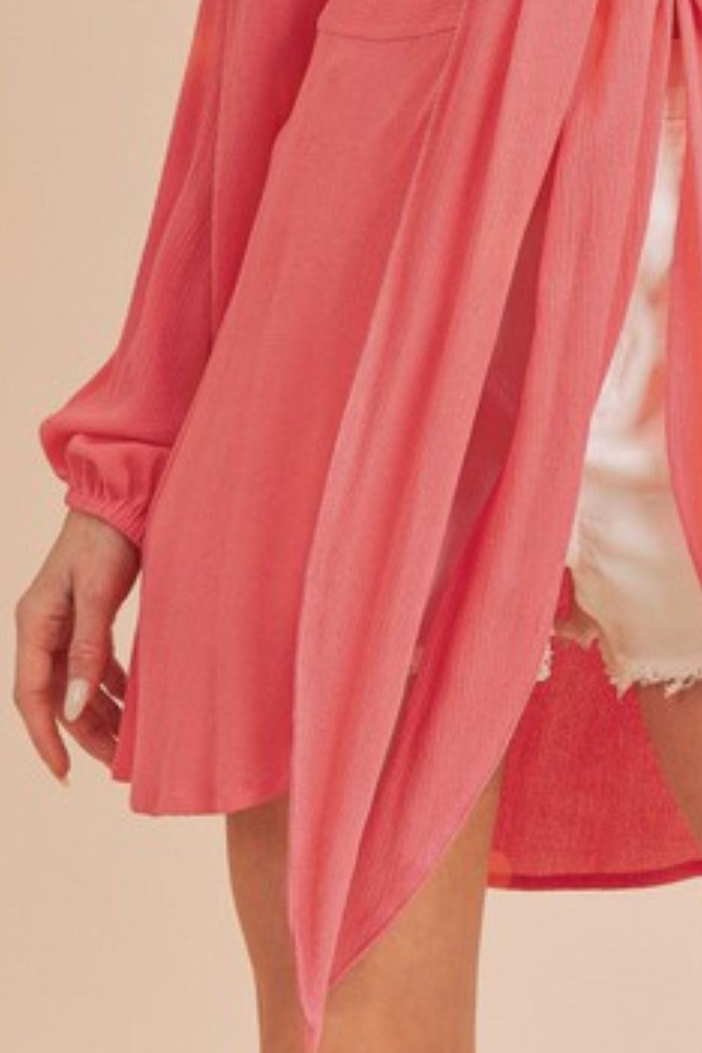 Aemi Co Tied Collared Neck Long Sleeve Top.