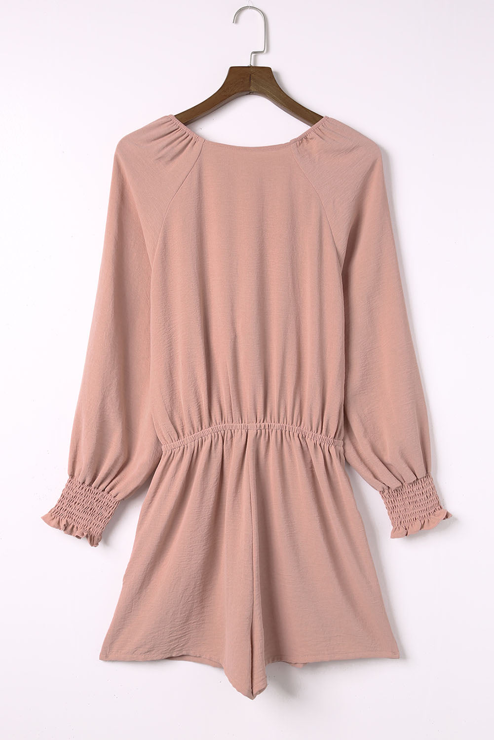 Tied Flounce Sleeve Plunge Romper with Pockets.