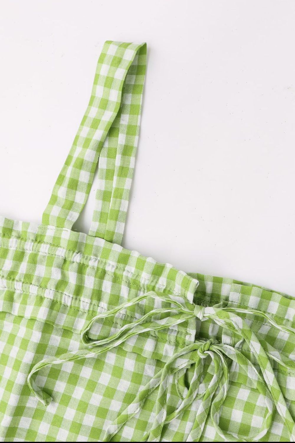 Tied front textured square neck cami, opaque.