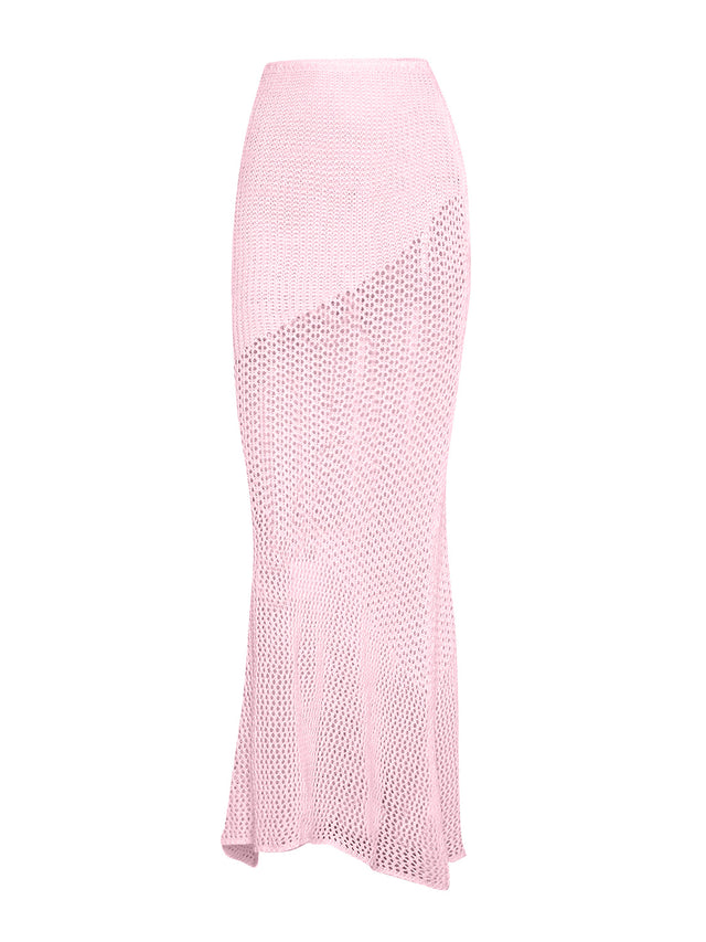 Tied Long Sleeve Top and Skirt Cover Up Set.