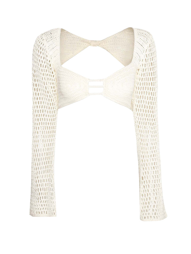 Tied Long Sleeve Top and Skirt Cover Up Set.