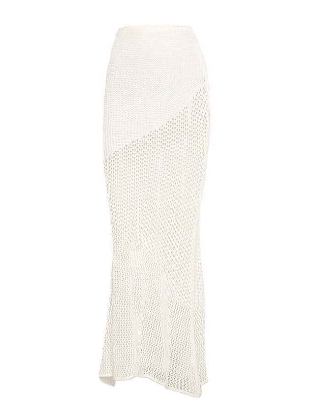 Tied Long Sleeve Top and Skirt Cover Up Set.