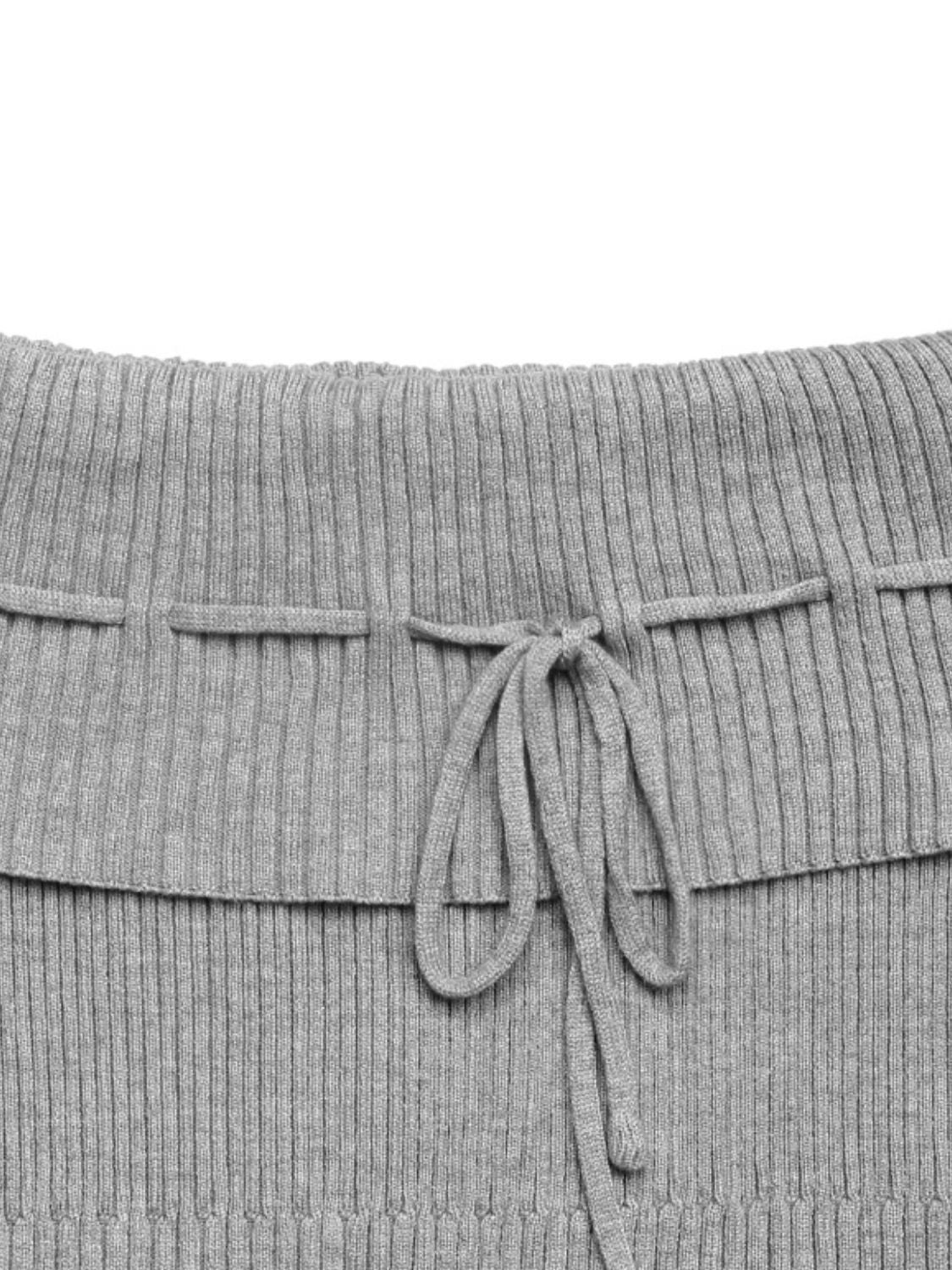 Perfee Tied Off-Shoulder Short Sleeve Knit Top.