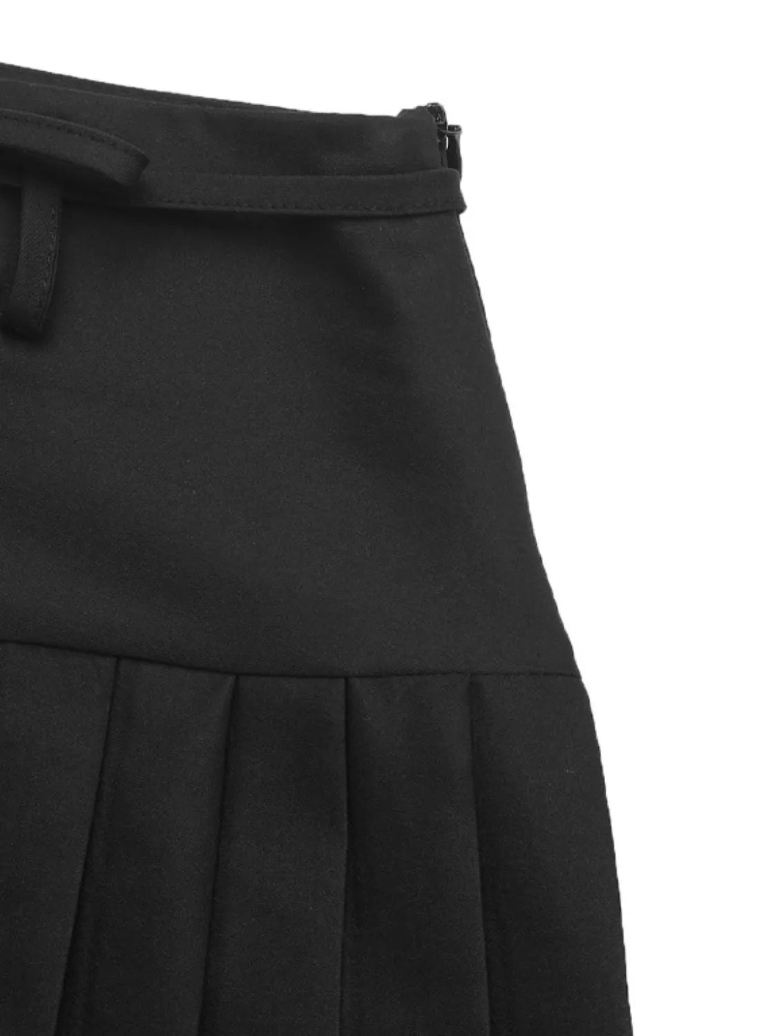 Tied Pleated Mini Skirt.