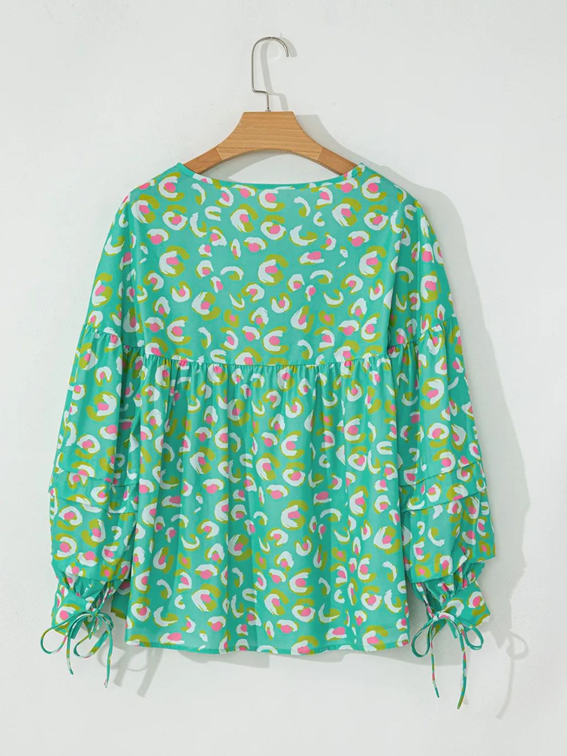 Tied Printed Long Sleeve Blouse.