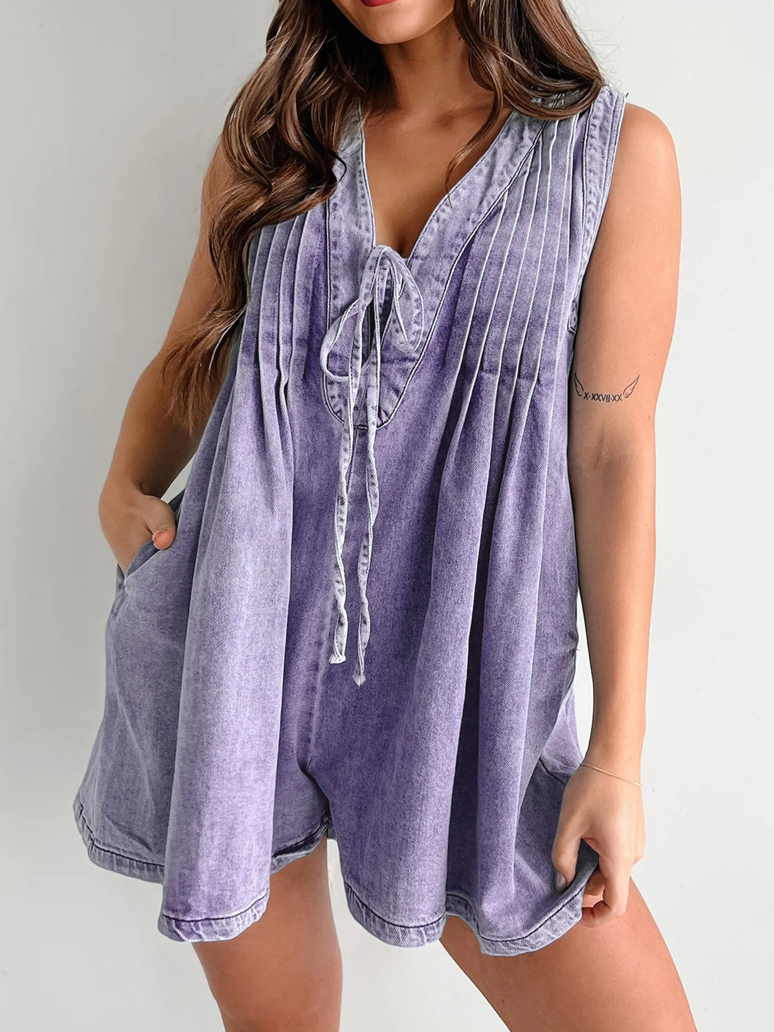Tied Romper with Pockets.