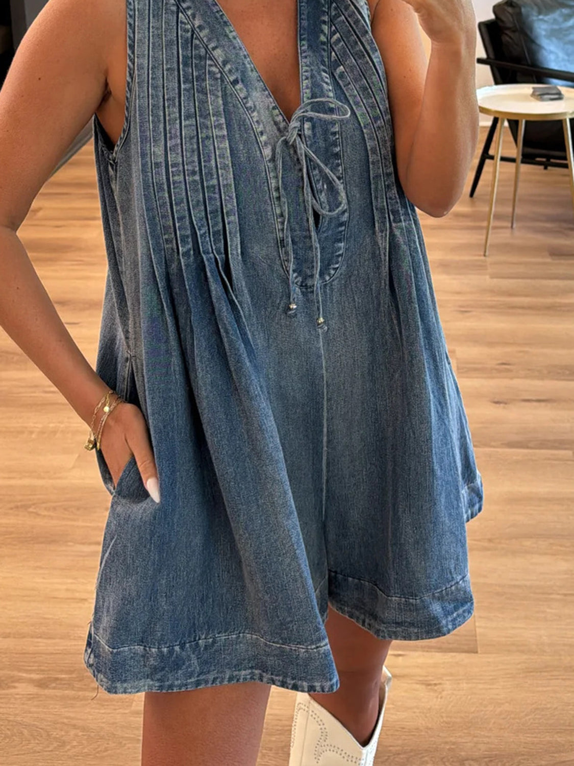 Tied Romper with Pockets.