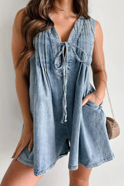 Printed Flare Sleeve Surplice Romper with Smocked and Tie.