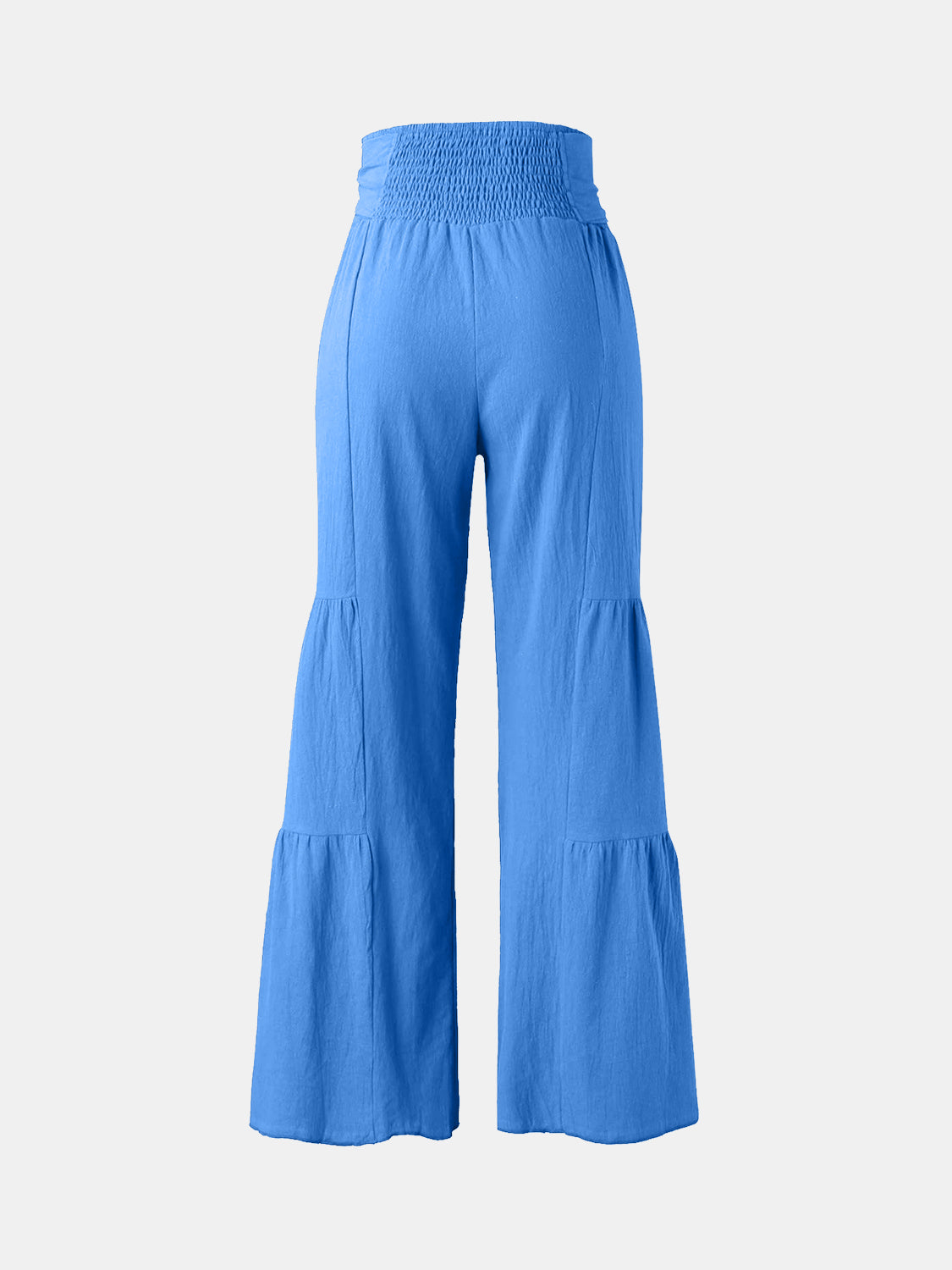 Tied ruched wide leg pants, opaque.