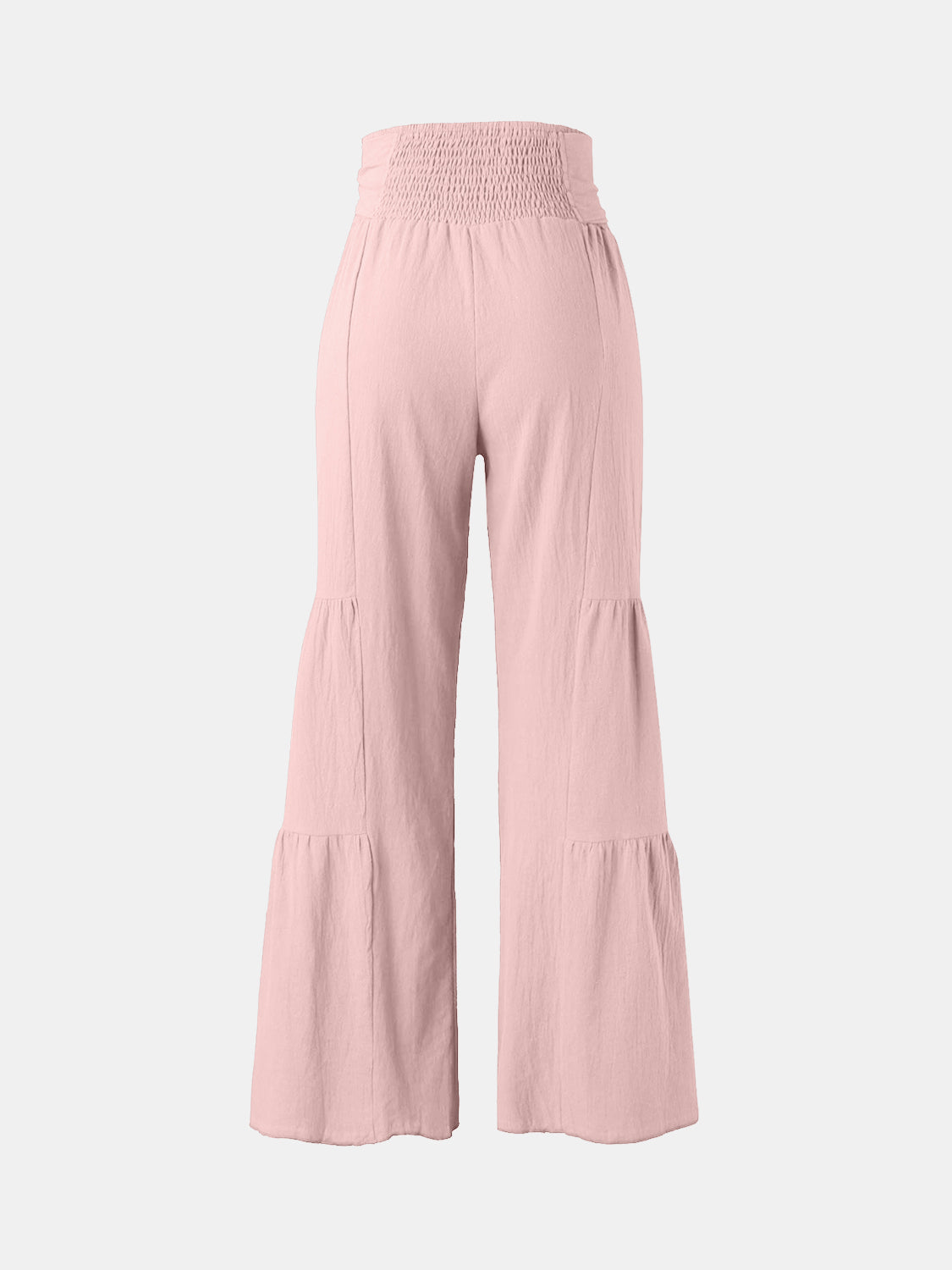 Tied ruched wide leg pants, opaque.